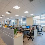 Inside the office building
